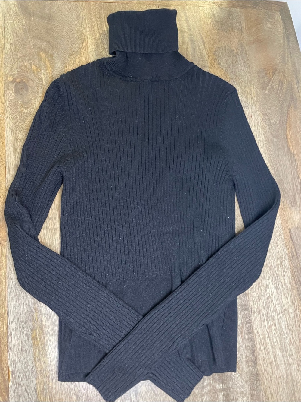 Zara Black Ribbed Mock Neck Top